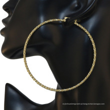 Argola grande de 8 cm torcida folheada a ouro material cooper brincos elegantes aros femininos